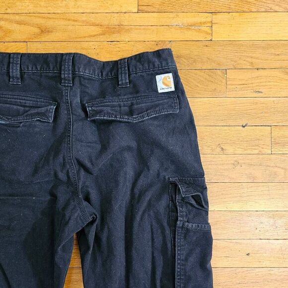 Carhartt Pants Mens 34x32 Black Relaxed Fit Ripstop Cargo Work Pant - Picture 6 of 7